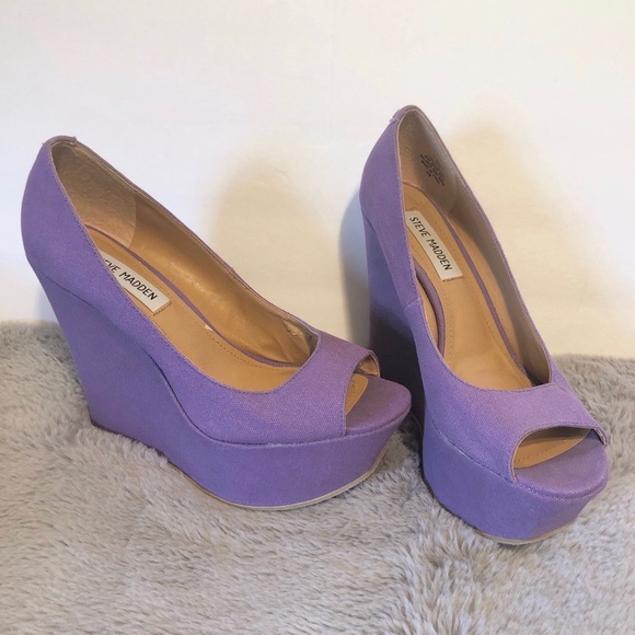Steve Madden Shoes - Steve Madden Lilac Peep Toe Platform Wedge Heels